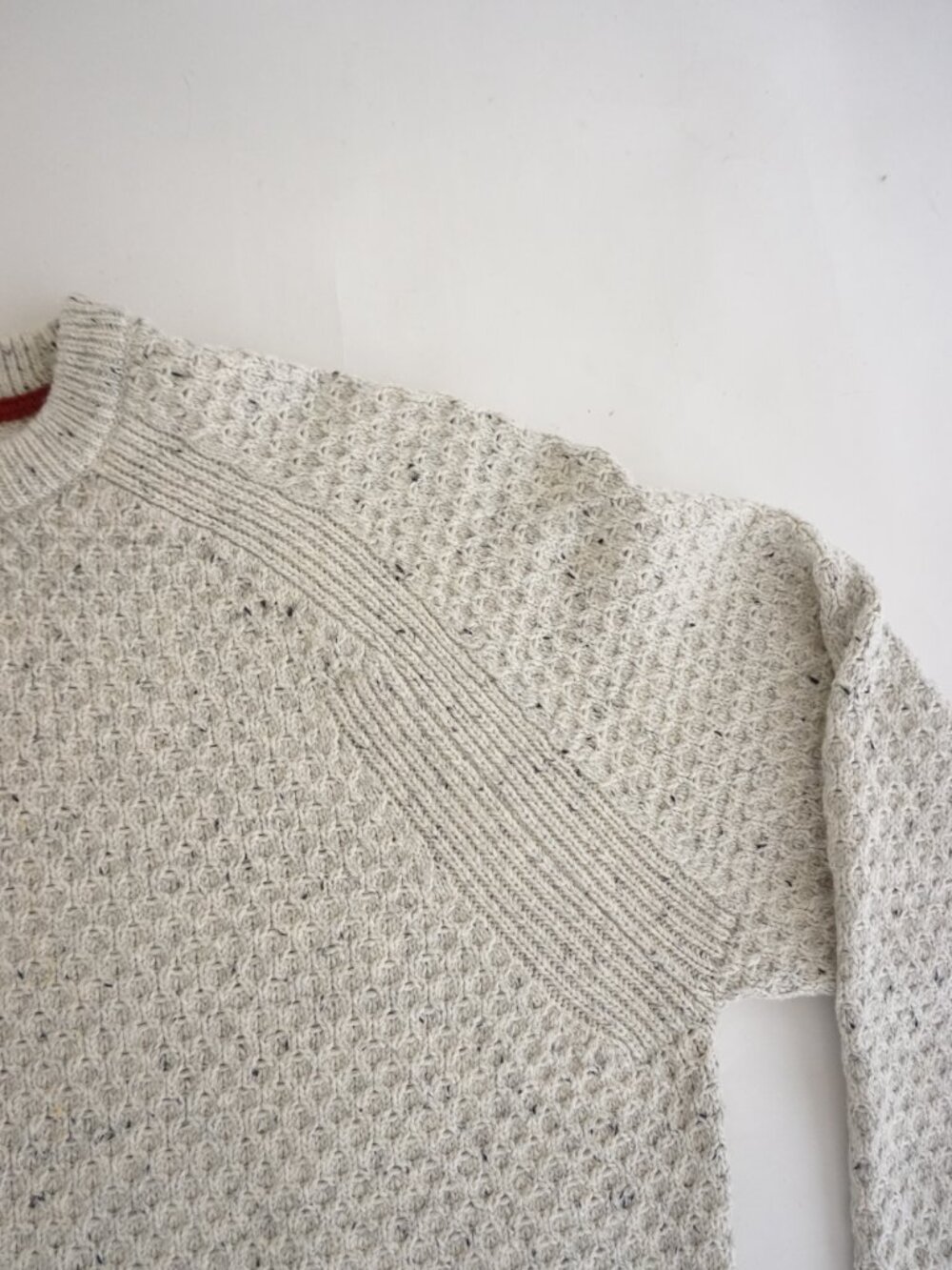 Vintage WindRiver Cream Speckled Knit Crew Neck Heavy Textured Cotton Sweater XL - Picture 9 of 10